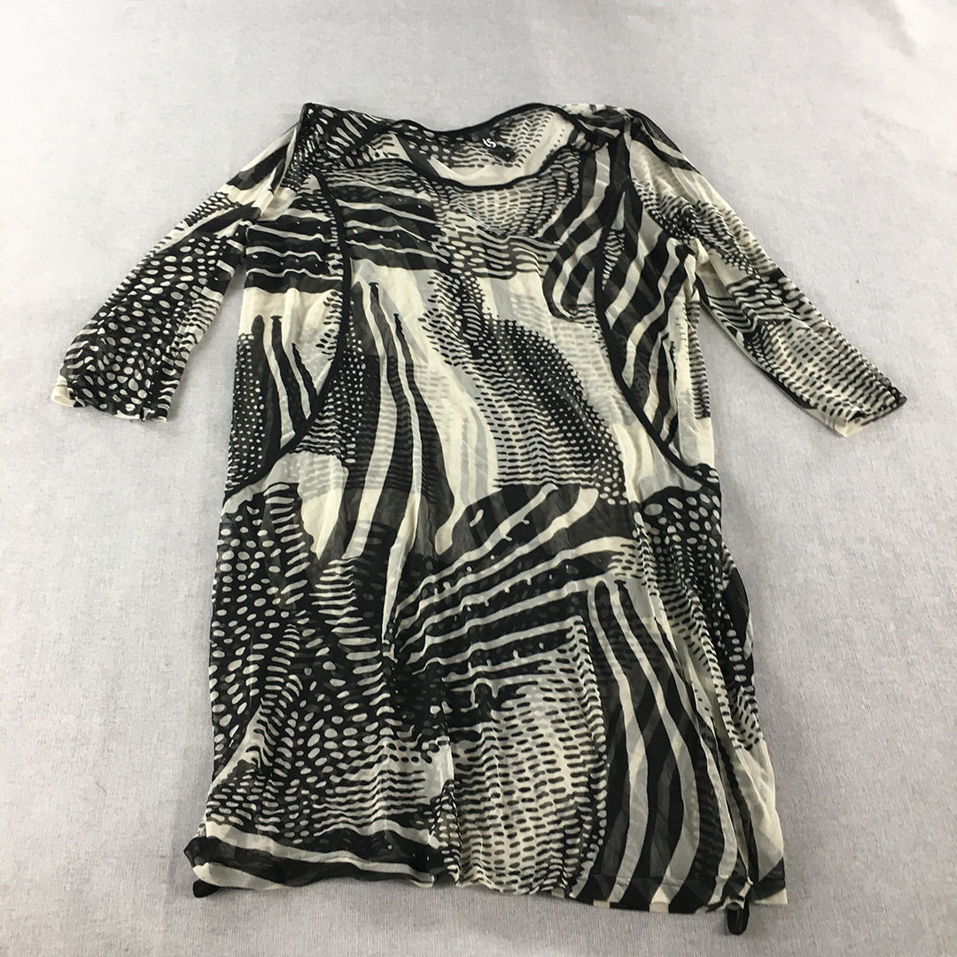 Taking Shape Womens Shift Dress Size M Black White Striped Abstract Mini