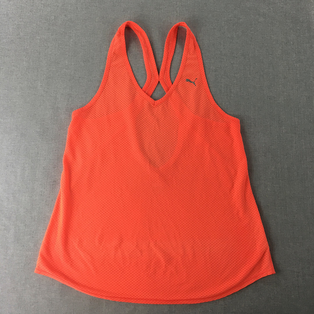 Puma Womens Tank Top Size S Orange Sleeveless Singlet Shirt