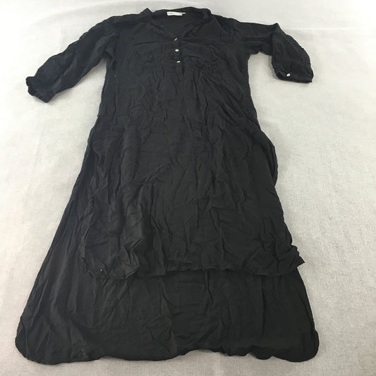 Westside Womens Tunic Dress Size L Black Long Sleeve Knee Length