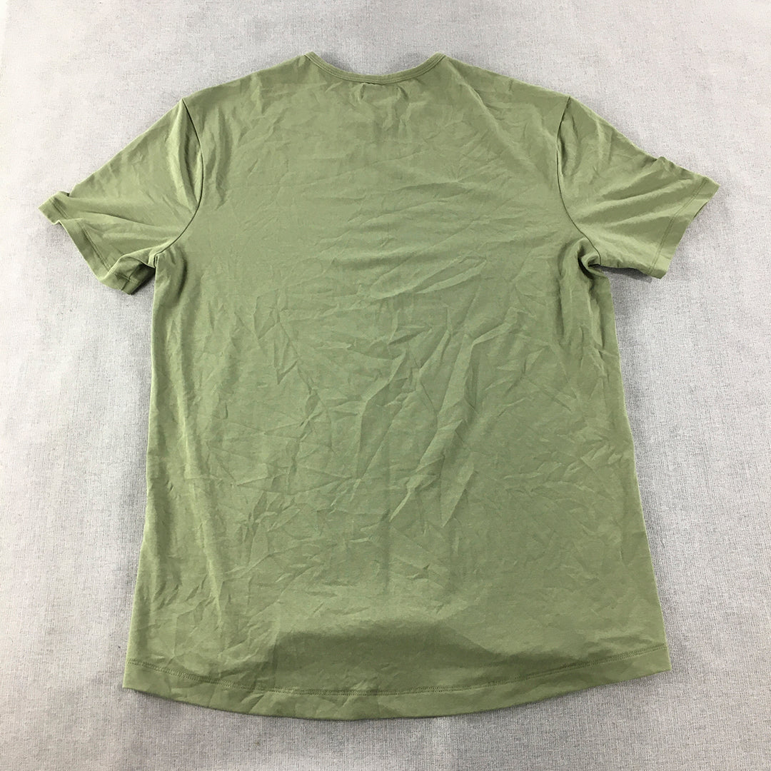 Aetos Mens T-Shirt Size L Khaki Green Short Sleeve Stretch Fabric