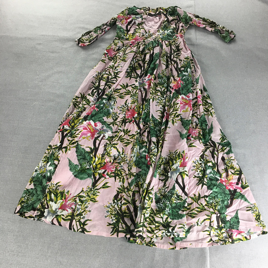 Biba Womens Sundress Size 34 EU (Small) Pink Floral maxi Full Length