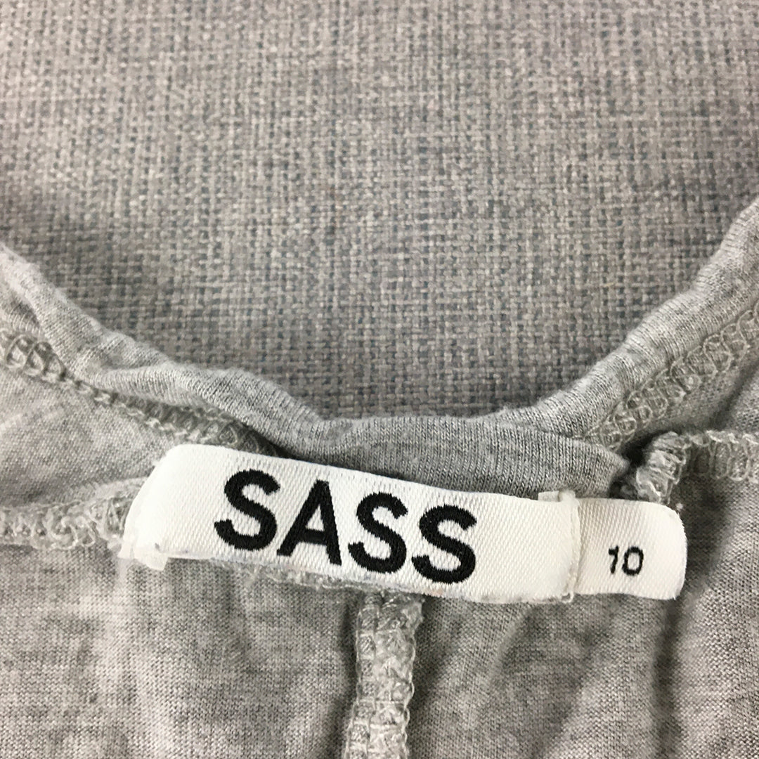 Sass Womens Top Size 10 Grey Short Sleeve V-Neck Pocket T-Shirt