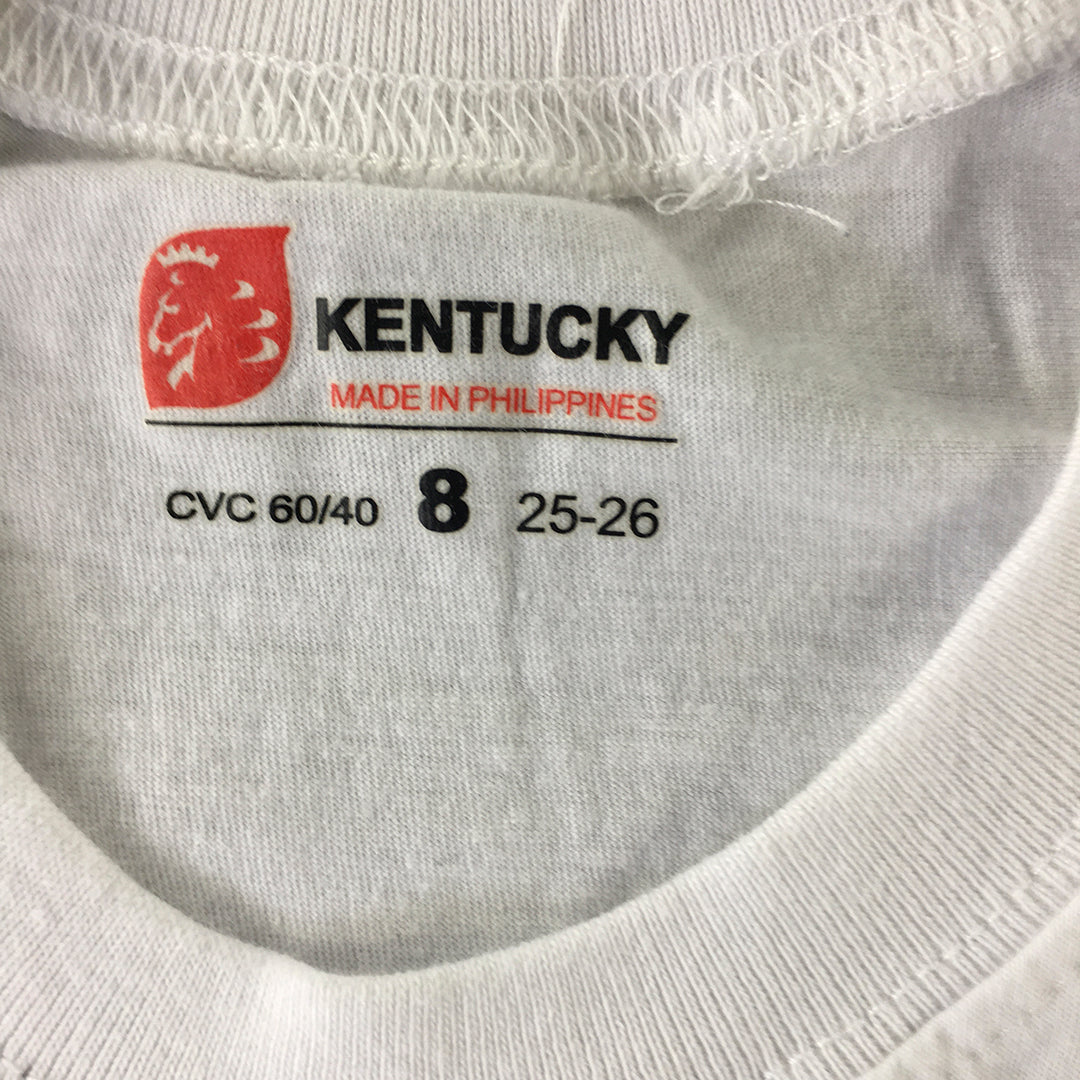 Kentucky Kids Boys T-Shirt Size 8 Years White Short Sleeve Crew Neck Top