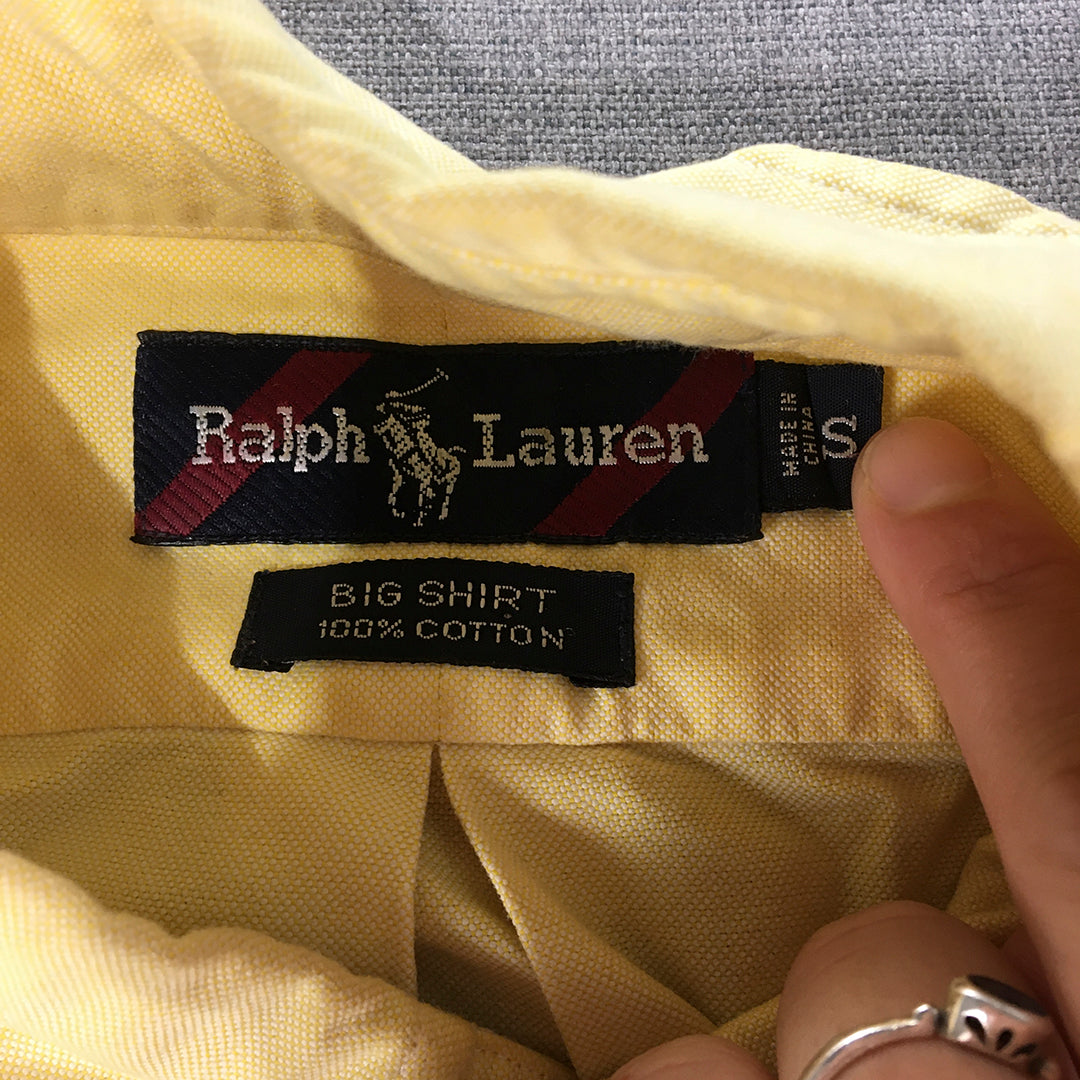 Vintage Ralph Lauren 'The Big Shirt Size S Big & Tall Yellow Logo Button-Up