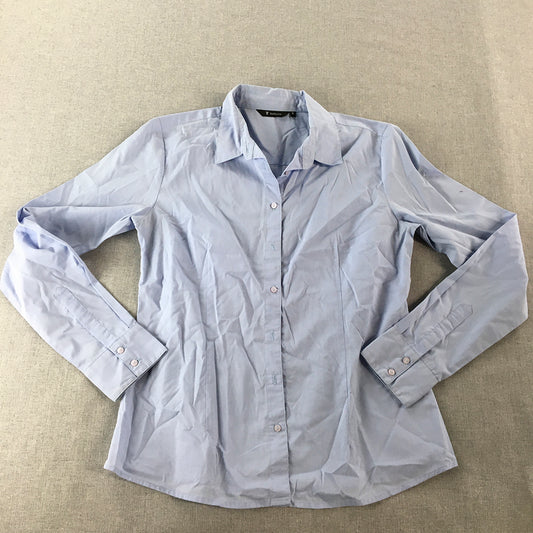 Van Heusen Womens Shirt Size M Blue Long Sleeve Button-Up Collared Top