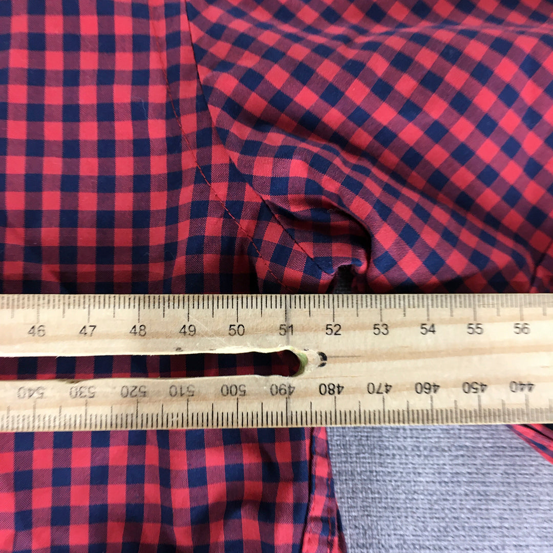 Sportscraft Mens Shirt Size M Red Checkered Tapered Fit Short Sleeve Button-Up