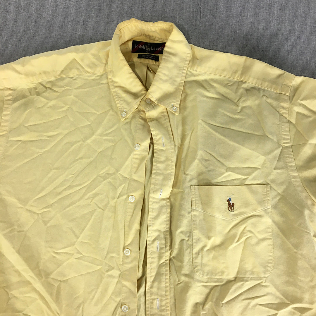 Vintage Ralph Lauren 'The Big Shirt Size S Big & Tall Yellow Logo Button-Up