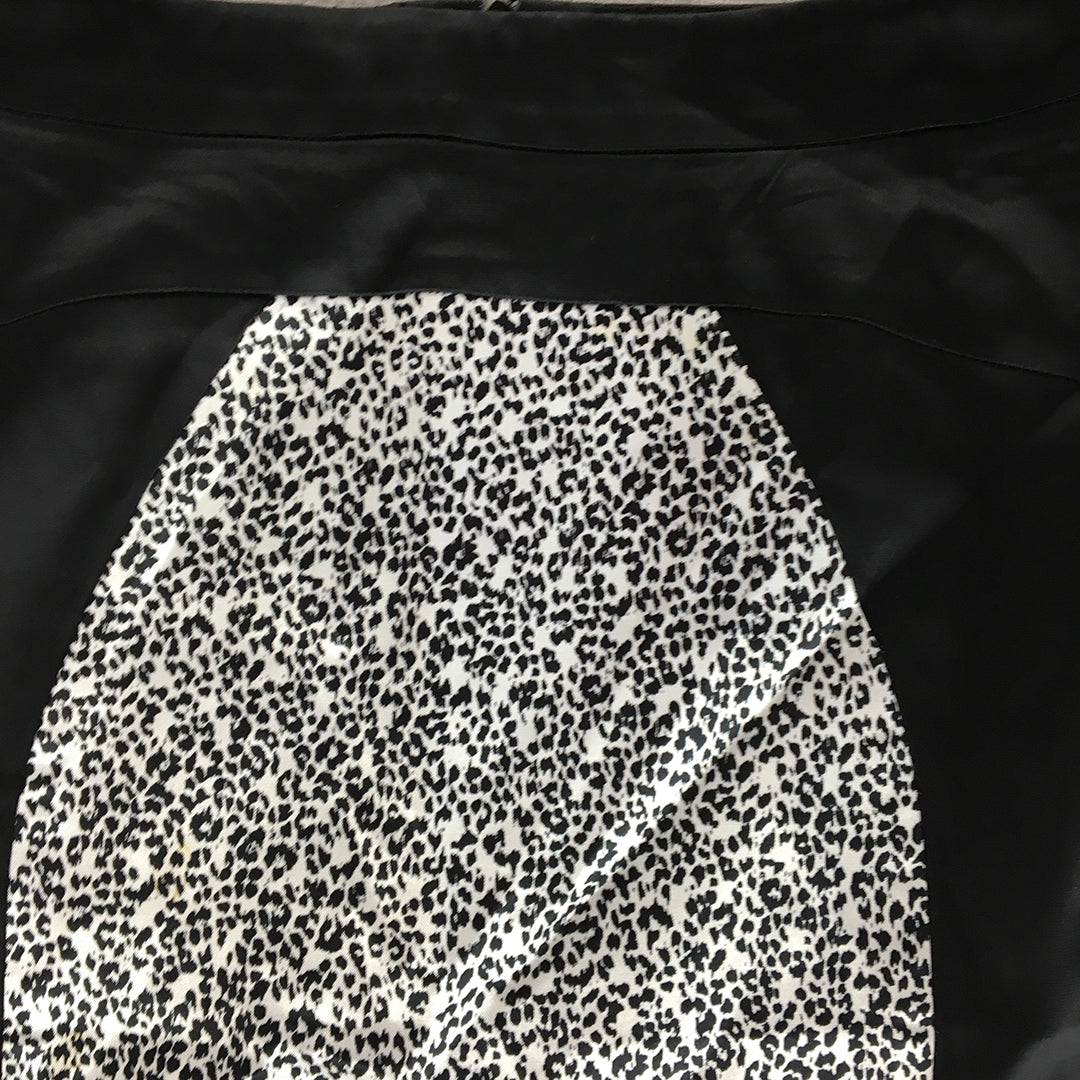 Veronika Maine Womens Pencil Skirt Size 8 Black White Dot Straight Midi