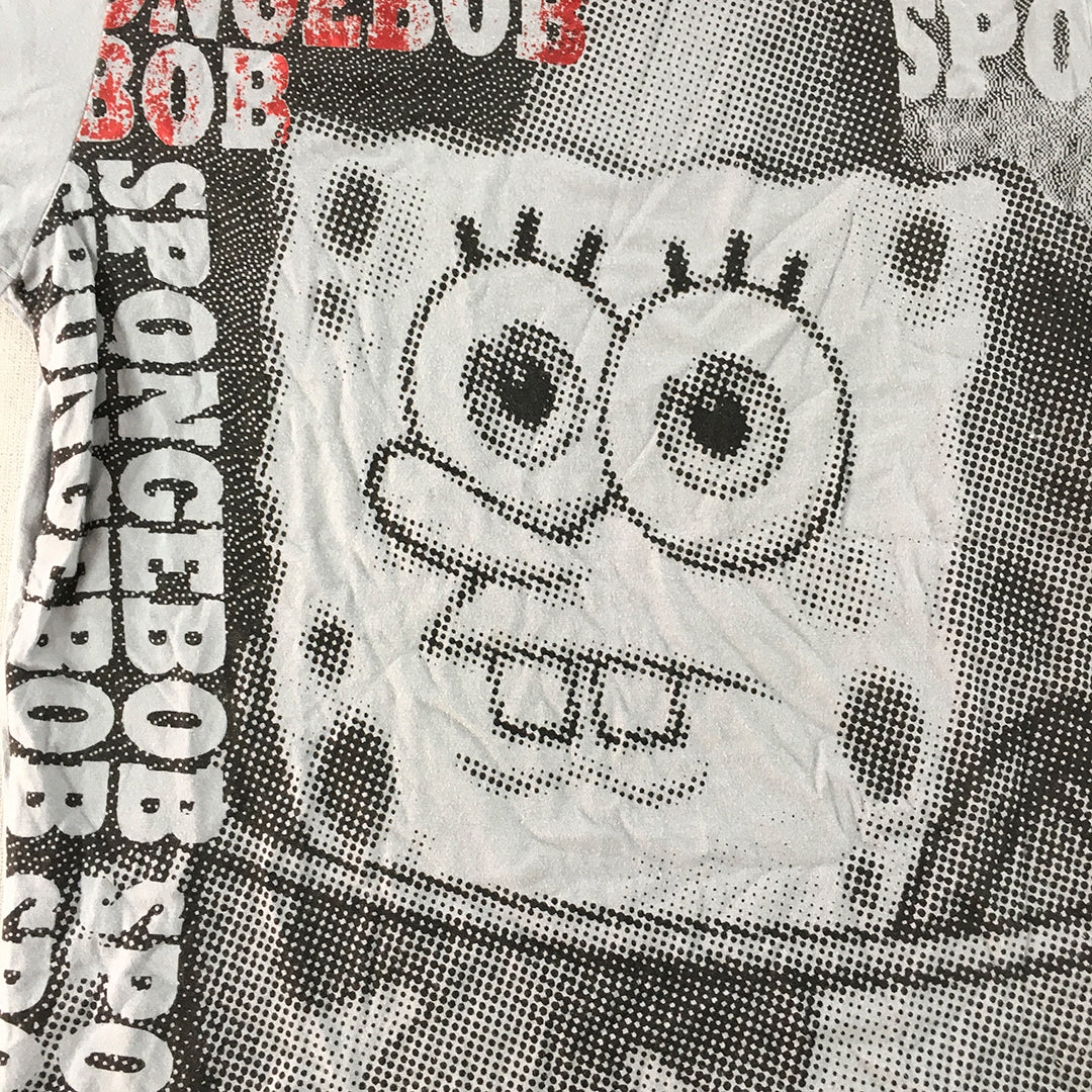 Spongebob T-Shirt Adult Size M Grey Full-Print Short Sleeve