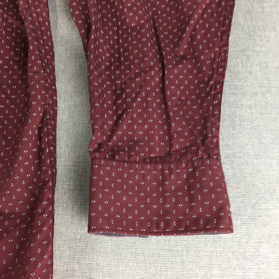 aLL A Little Larger Womens Shirt Size 4 (AUS 3XL) Red Dot Button-Up Long Sleeve