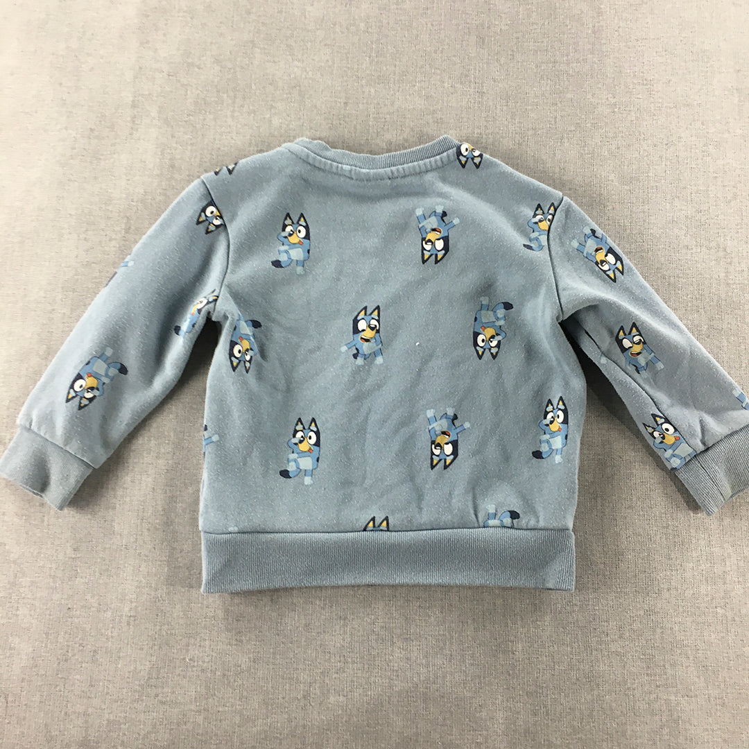 Bluey Kids Sweater Size 3 Toddler Blue Crew Neck Jumper