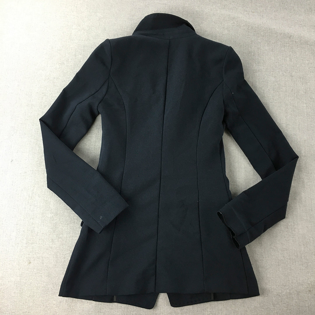 Tera Womens Pea Coat Size S Navy Blue Double Breasted Collared Jacket