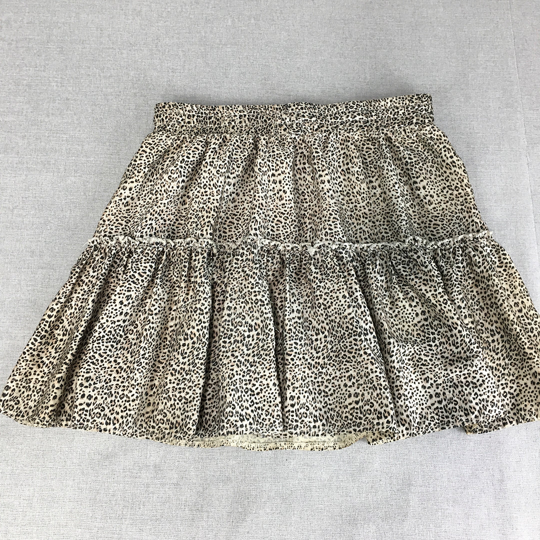 Showpo Womens Mini Skirt Size 14 Brown Cheetah Print Elastic Waist