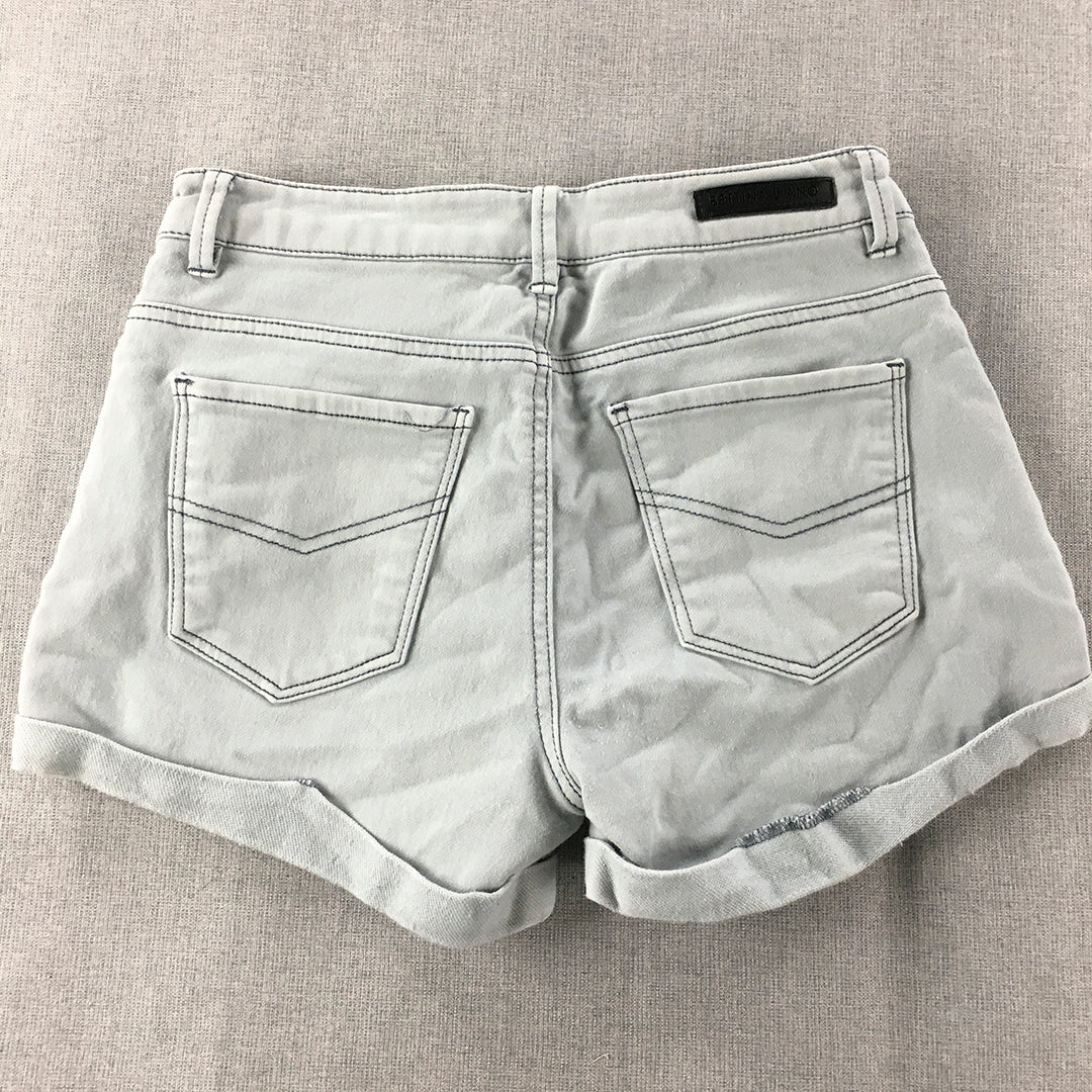 Bettina Liano Womens Denim Shorts Size 8 Grey Pockets Stretch