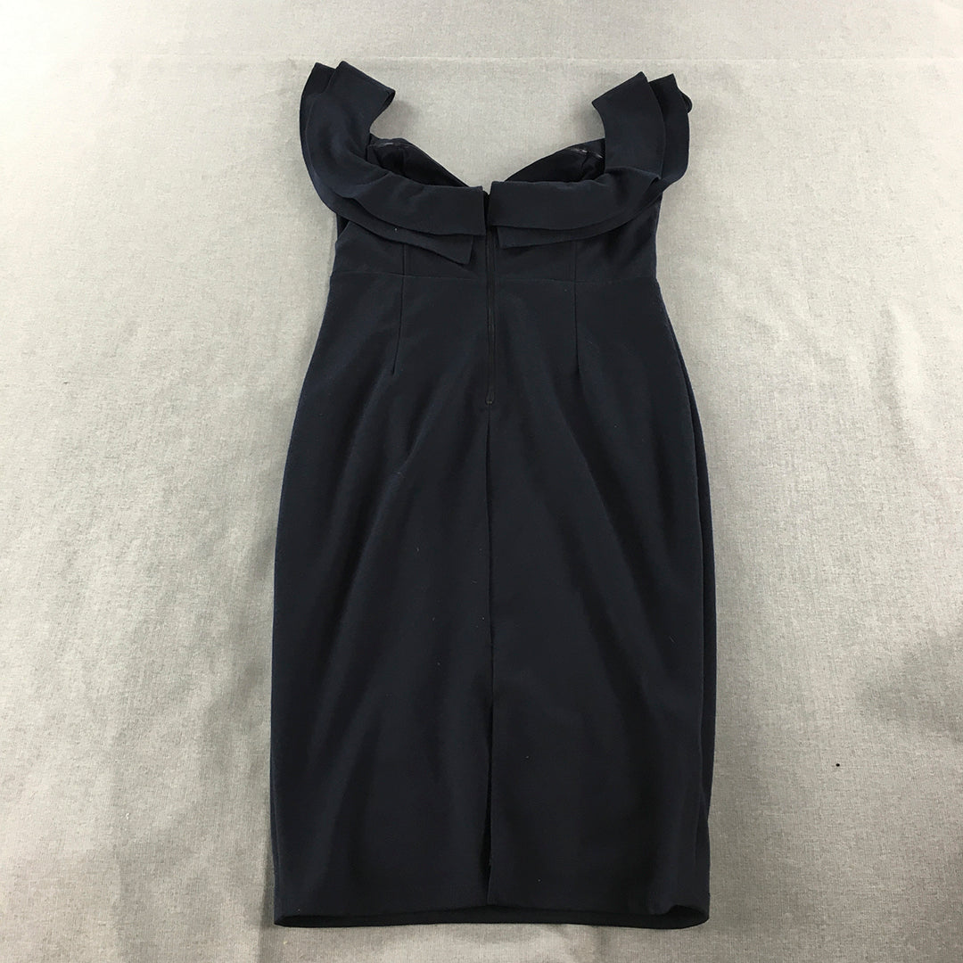 Fresh Soul Womens Cocktail Dress Size 14 Navy Blue Midi Sleeveless