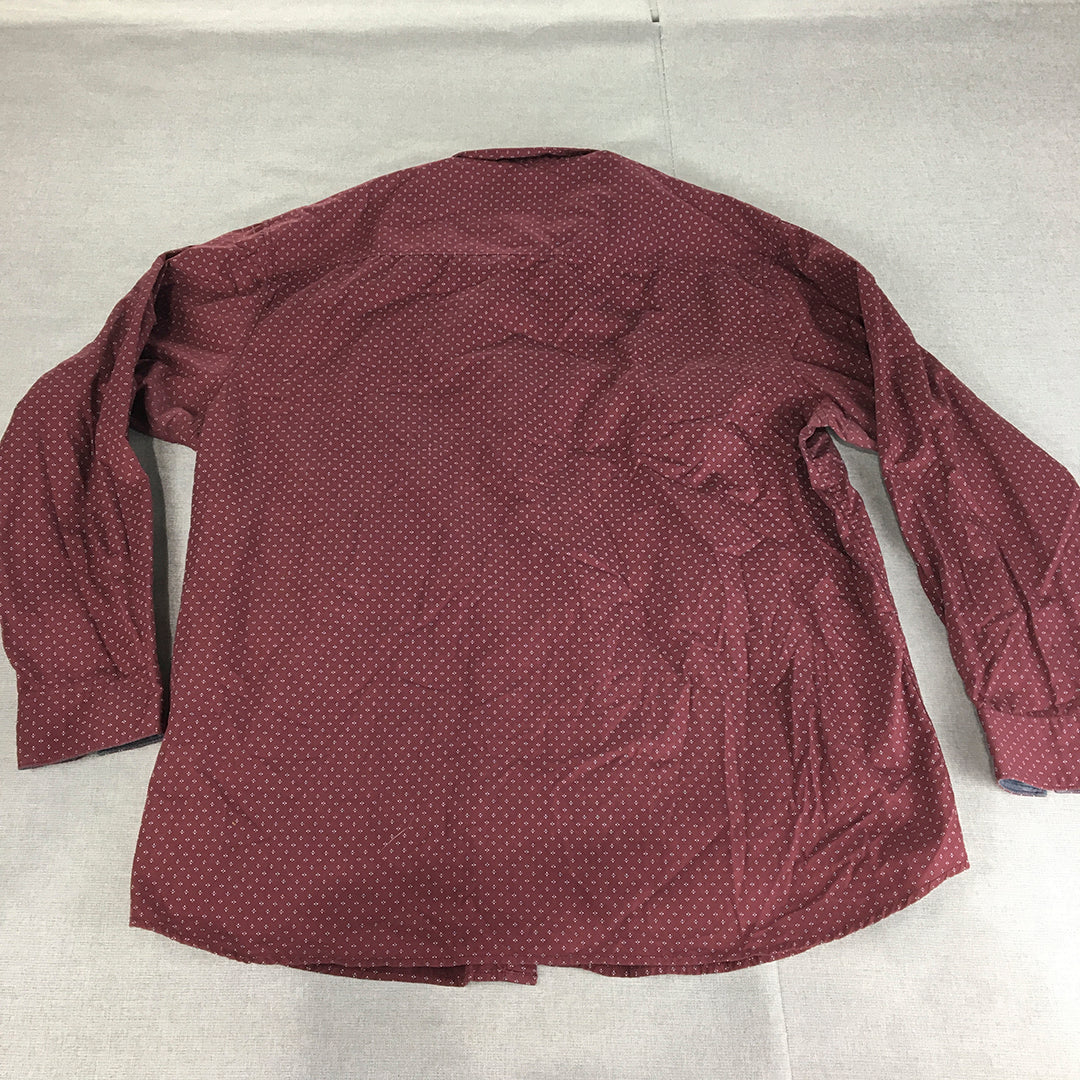 aLL A Little Larger Womens Shirt Size 4 (AUS 3XL) Red Dot Button-Up Long Sleeve