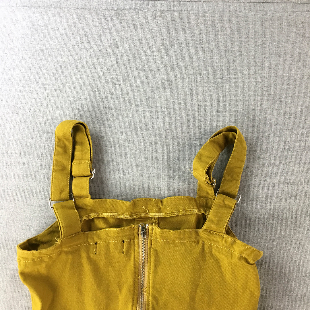 Valleygirl Womens Overall Dress Size 10 Mustard Yellow Mini Sleeveless