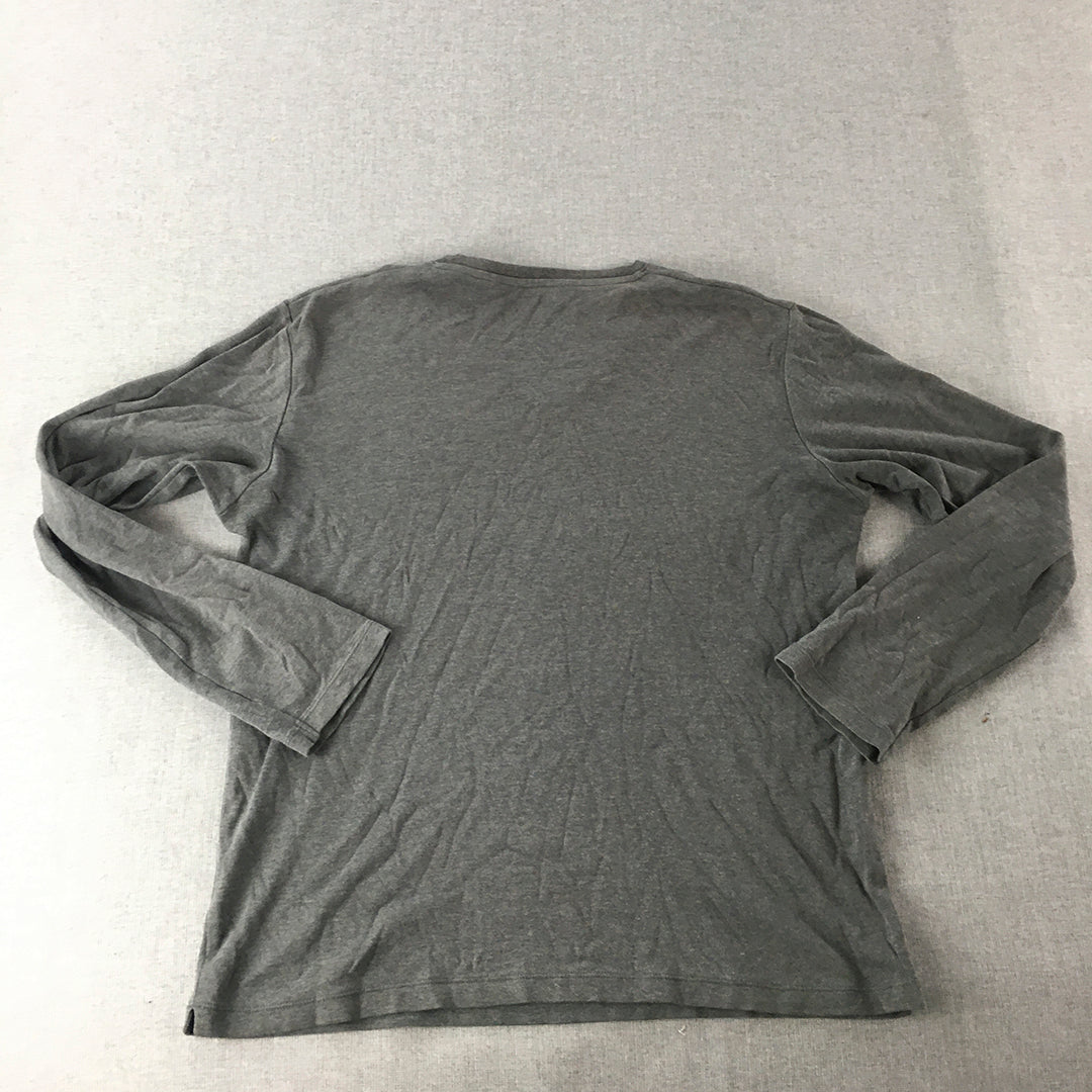 Uniqlo Mens Shirt Size M Grey V-Neck Long Sleeve Pullover Shirt