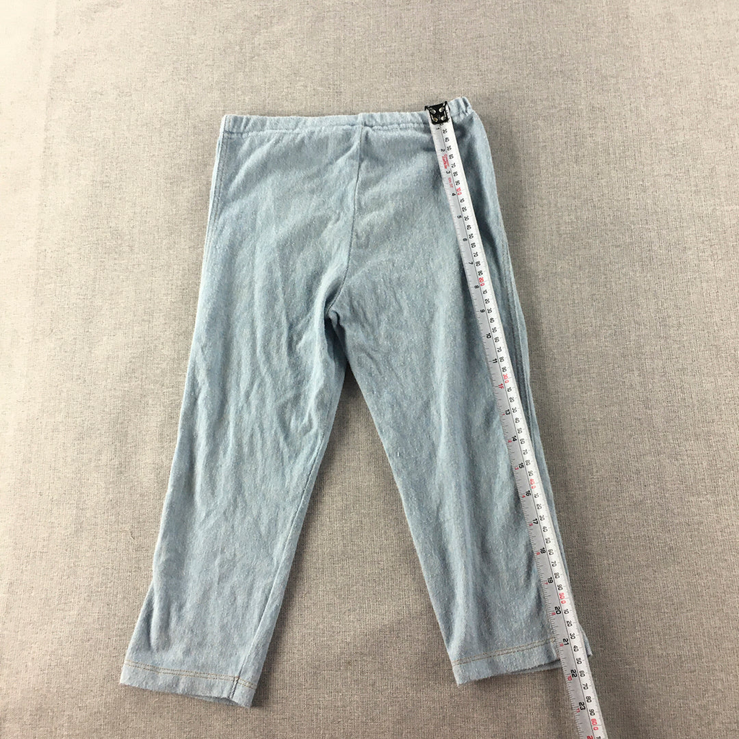 Uniqlo Kids Denim Pants Size 7 - 8 Years Light Blue Elastic Waist