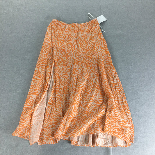 NEW Suboo Womens A-Line Skirt Size S Orange Elastic Waist