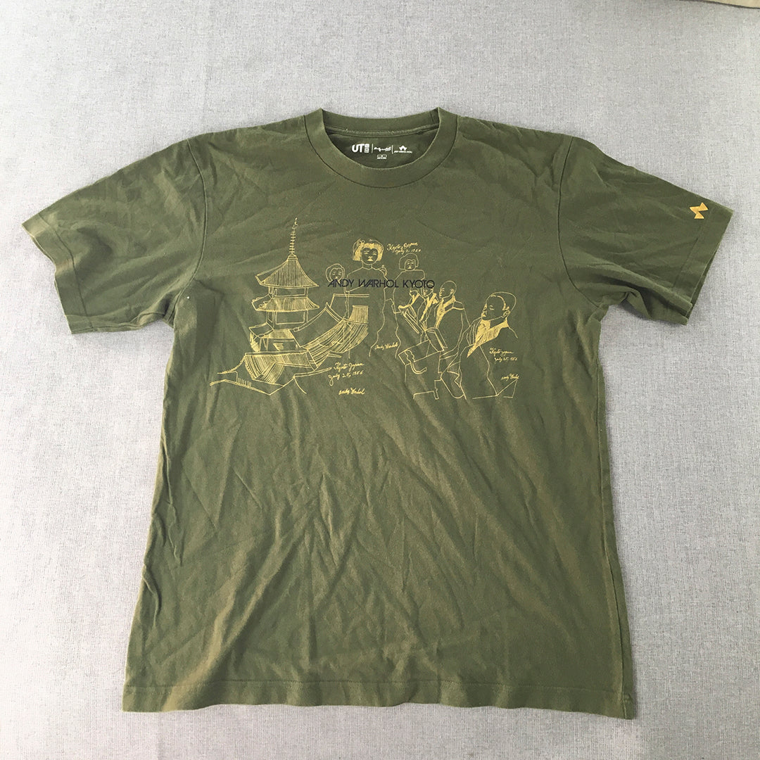 Uniqlo x Andy Warhol Kyoto Mens T-Shirt Size S Khaki Green Japan 2022