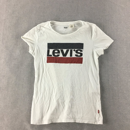 Levi's Womens T-Shirt Size XS White Logo Short Sleeve Top