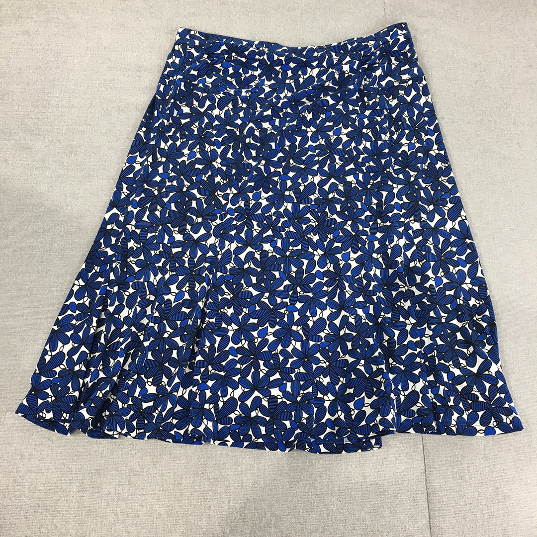 The Clothing Company Womens A-Line Skirt Size 14 Petite Blue Floral Pleated