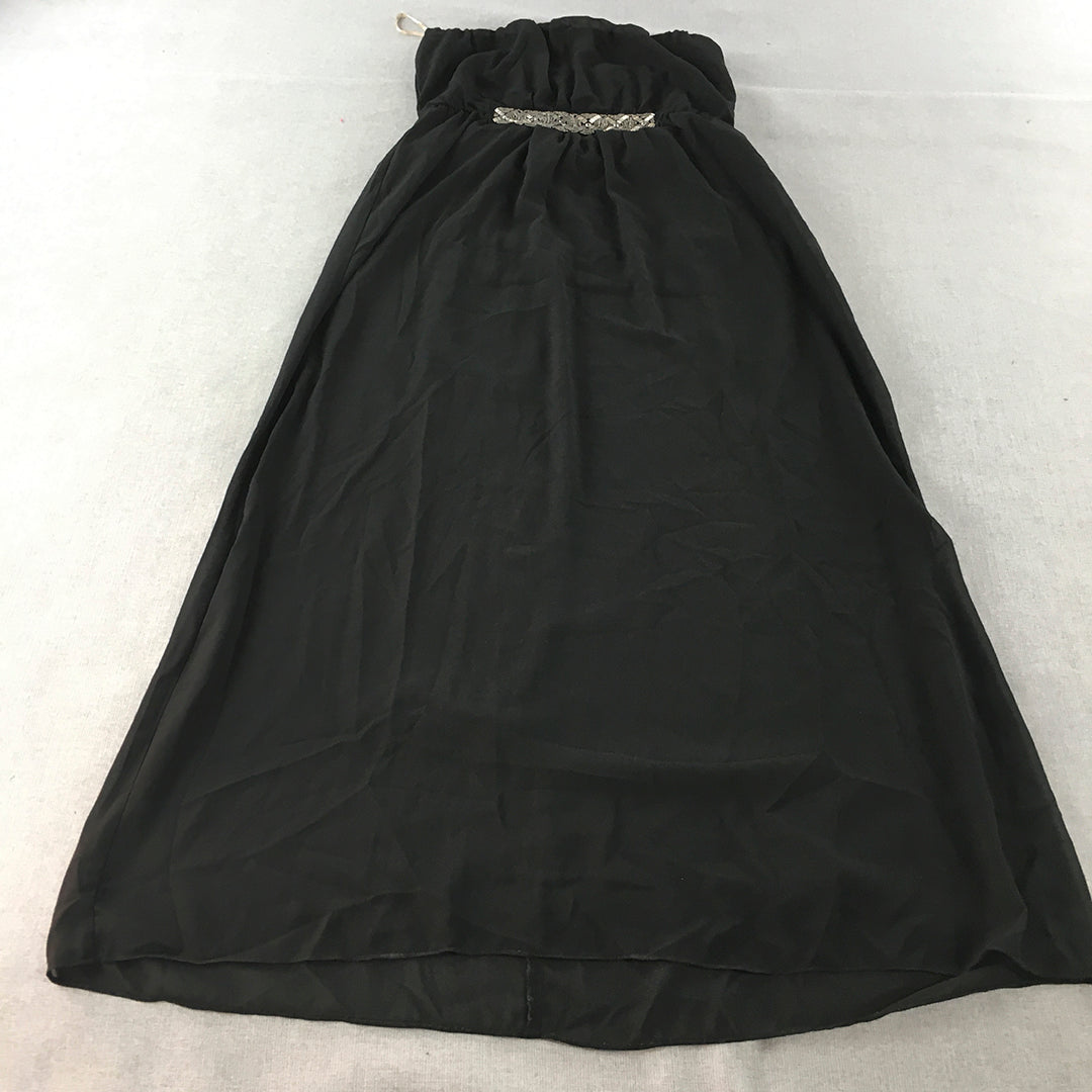 Forcast Womens Evening Gown Size 14 Black Strapless Midi Dress