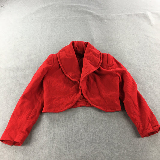 Vintage Agatha 100% Wool Jacket Womens Size 2 (S - M) Red Cropped Blazer