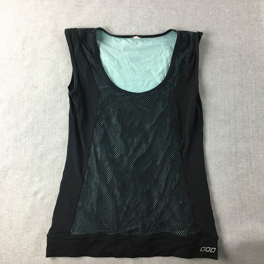 Lorna Jane Womens Tank Top Size S Black Blue Sleeveless Logo Shirt