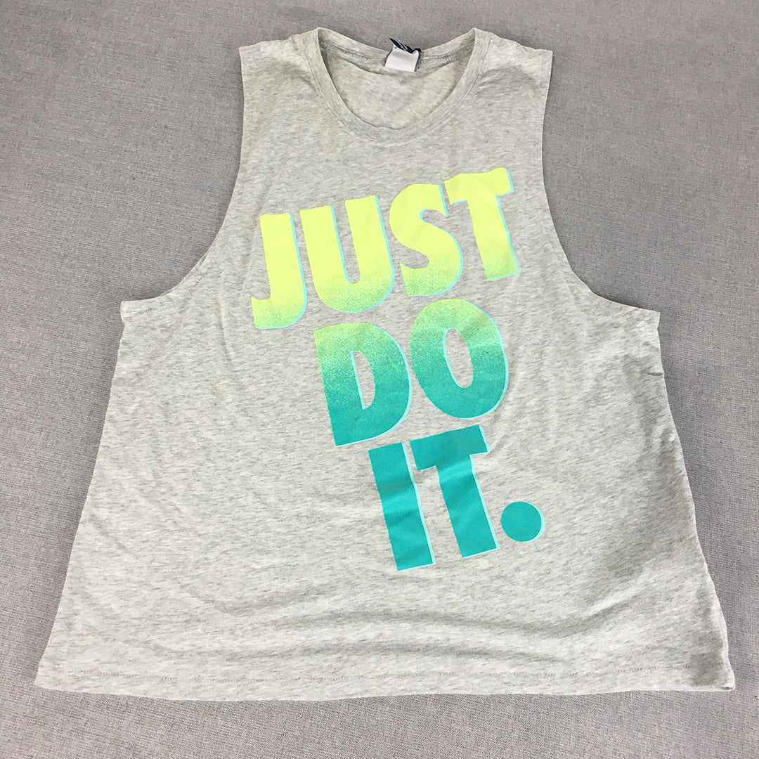 Nike Womens Tank Top Size M Grey Sleeveless Just Do It Shirt