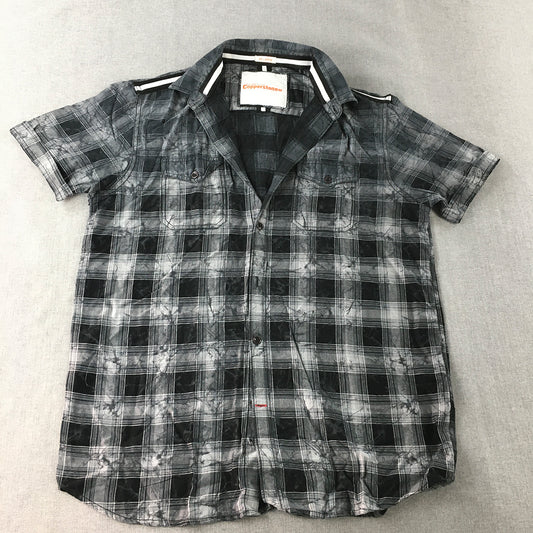 Copperstone Mens Shirt Size 2XL Black Checkered Short Sleeve Button-Up