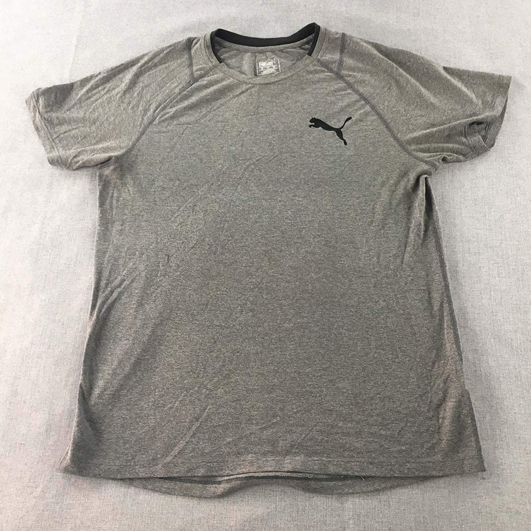 Puma Mens T-Shirt Size M Grey Logo Short Sleeve Crew Neck Tee