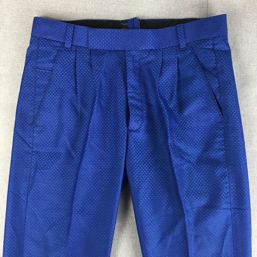 Formal Womens Dress Pants Size 28 Blue Pleated Slim Straight Leg Formal