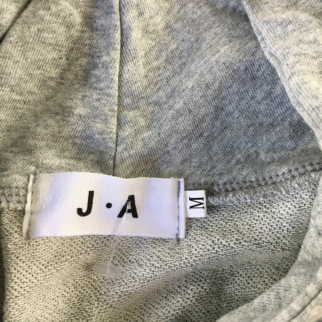 J A Womens Hoodie Cropped Jacket Size M Grey Zip-Up Pockets Coat