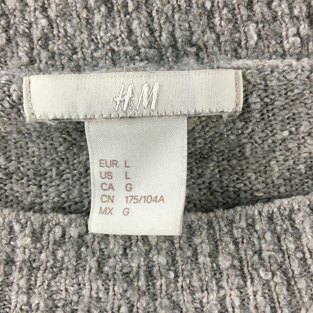 H&M Womens Wool Blend Sweater Size L Grey Knit Pullover Jumper