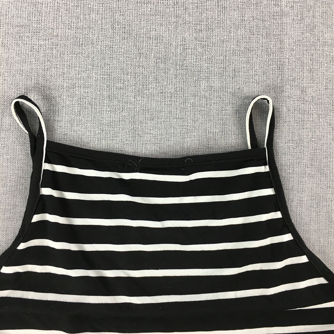 Paper Scissors Womens Tank Top Size L Black White Striped Knit Sleeveless