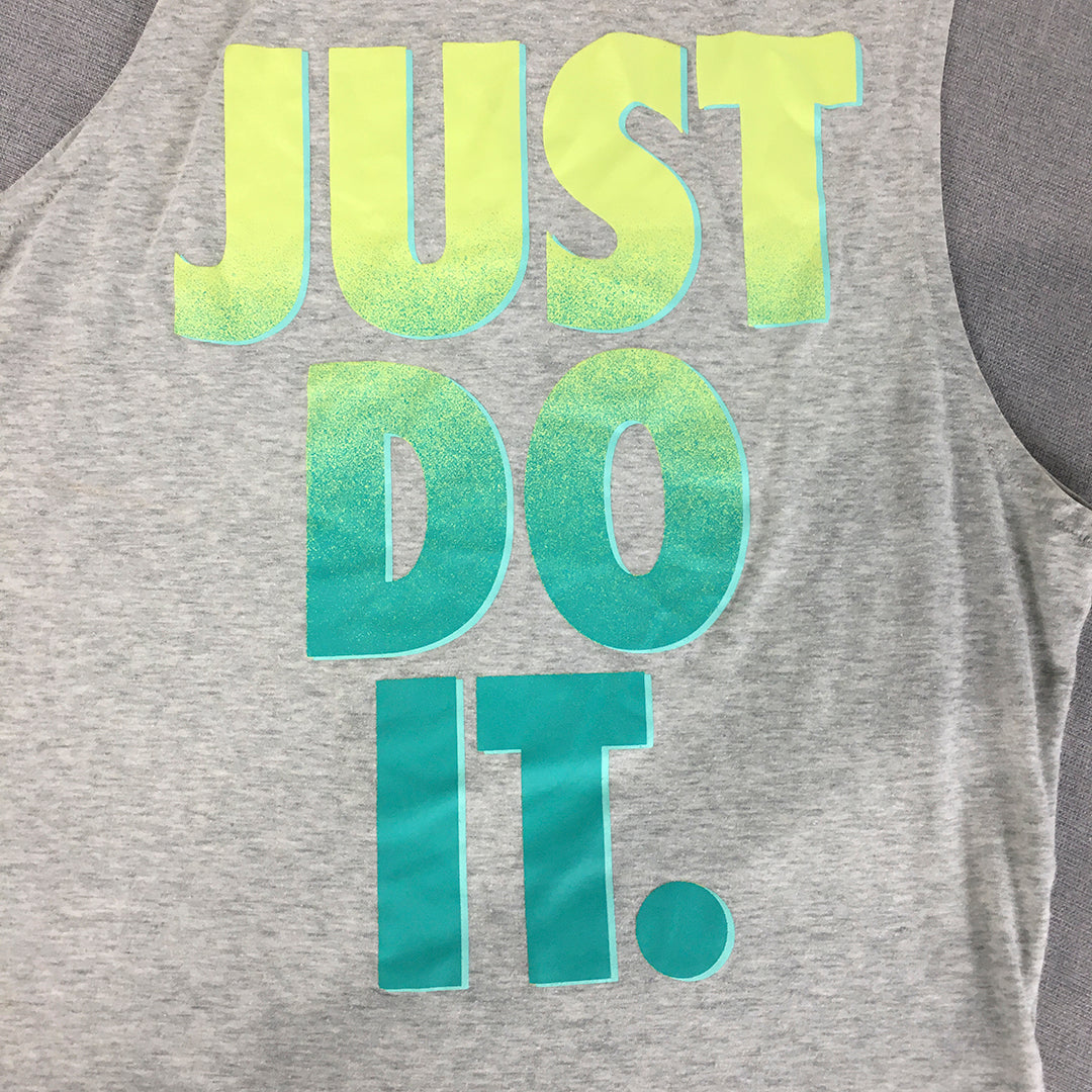 Nike Womens Tank Top Size M Grey Sleeveless Just Do It Shirt