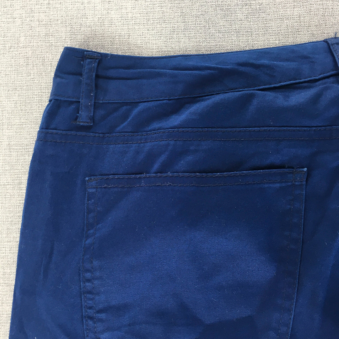 Giordano Mens Chino Pants Size 29 Blue Mid Rise Slim Tapered