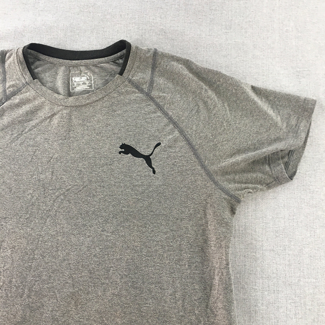 Puma Mens T-Shirt Size M Grey Logo Short Sleeve Crew Neck Tee