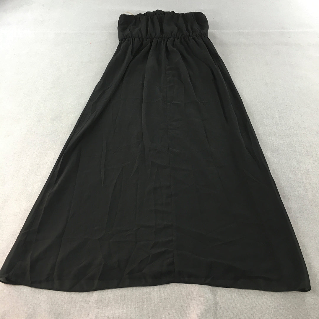 Forcast Womens Evening Gown Size 14 Black Strapless Midi Dress