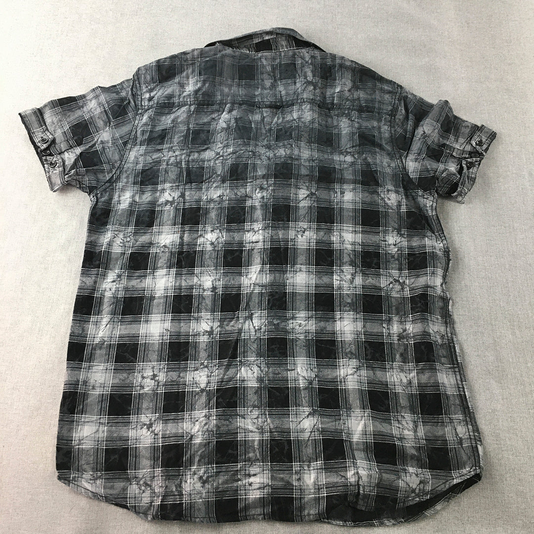 Copperstone Mens Shirt Size 2XL Black Checkered Short Sleeve Button-Up