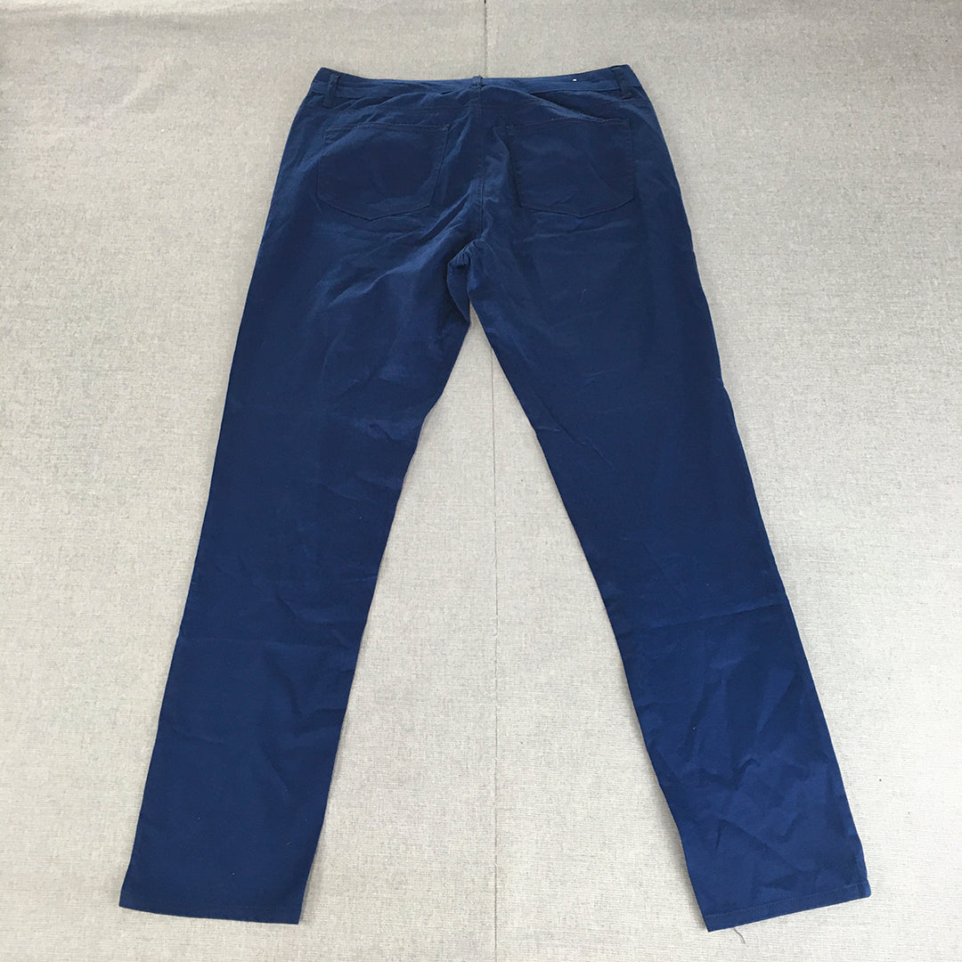 Giordano Mens Chino Pants Size 29 Blue Mid Rise Slim Tapered