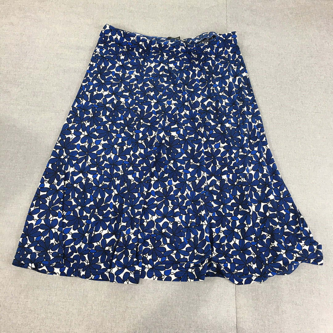 The Clothing Company Womens A-Line Skirt Size 14 Petite Blue Floral Pleated