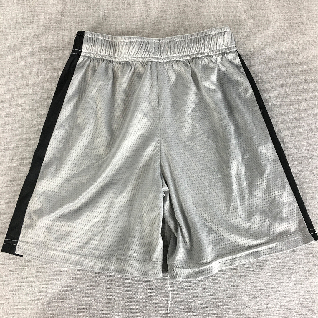 NBL Basketball Kids Boys Shorts Size 8 Silver Elastic Waist Logo