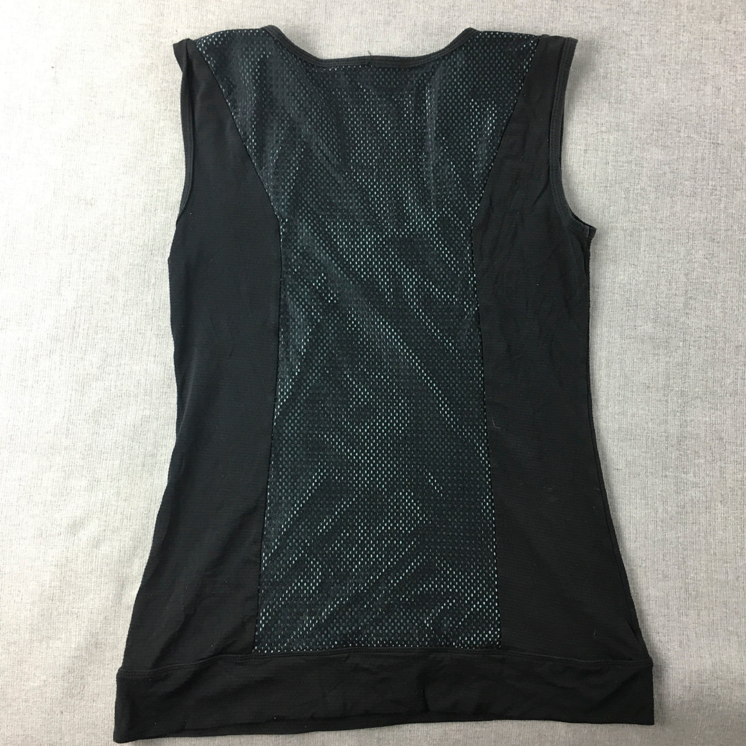 Lorna Jane Womens Tank Top Size S Black Blue Sleeveless Logo Shirt