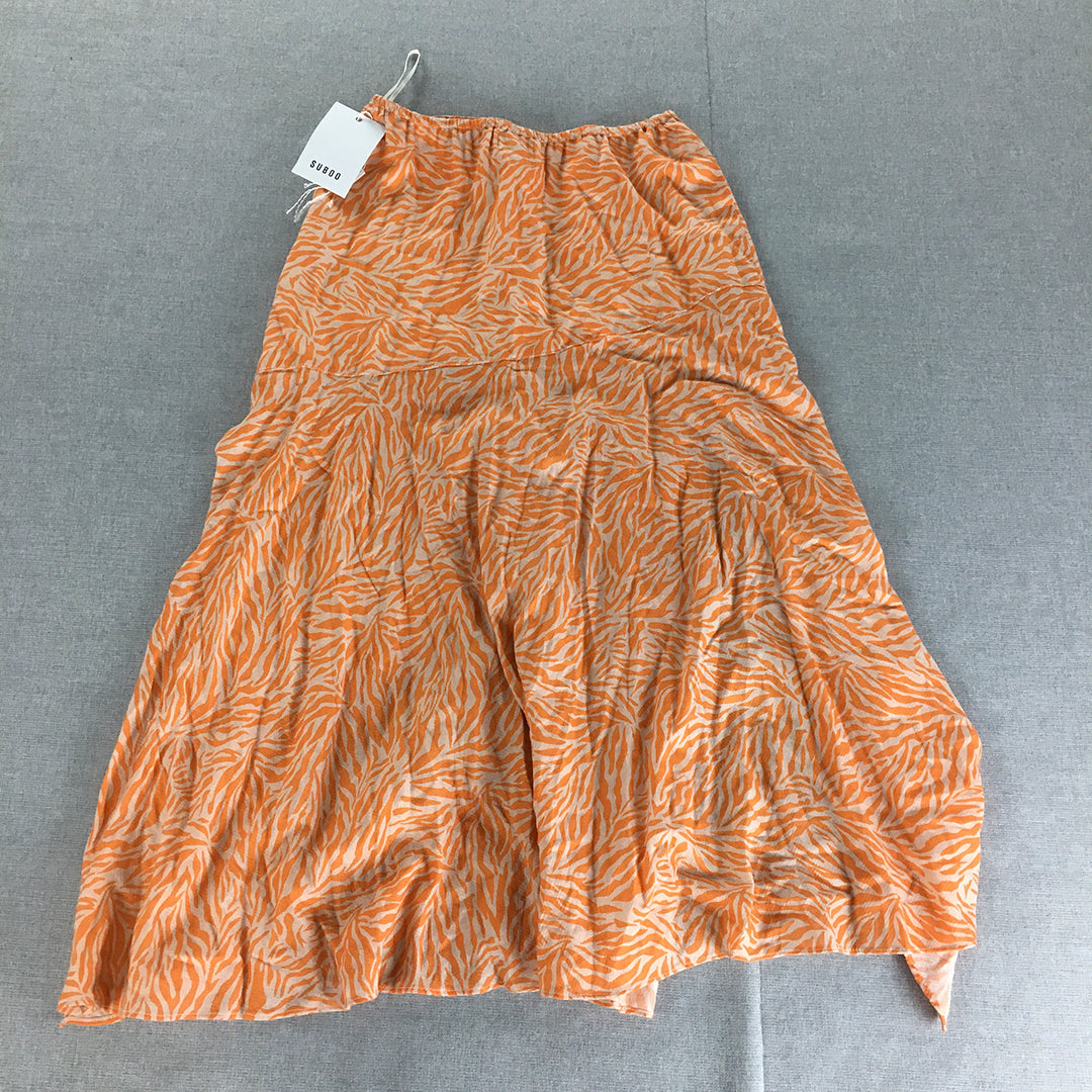 NEW Suboo Womens A-Line Skirt Size S Orange Elastic Waist