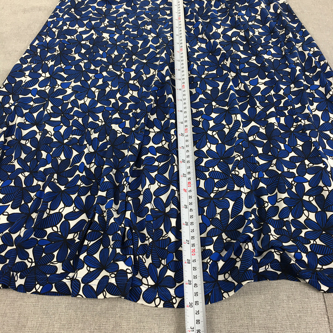 The Clothing Company Womens A-Line Skirt Size 14 Petite Blue Floral Pleated