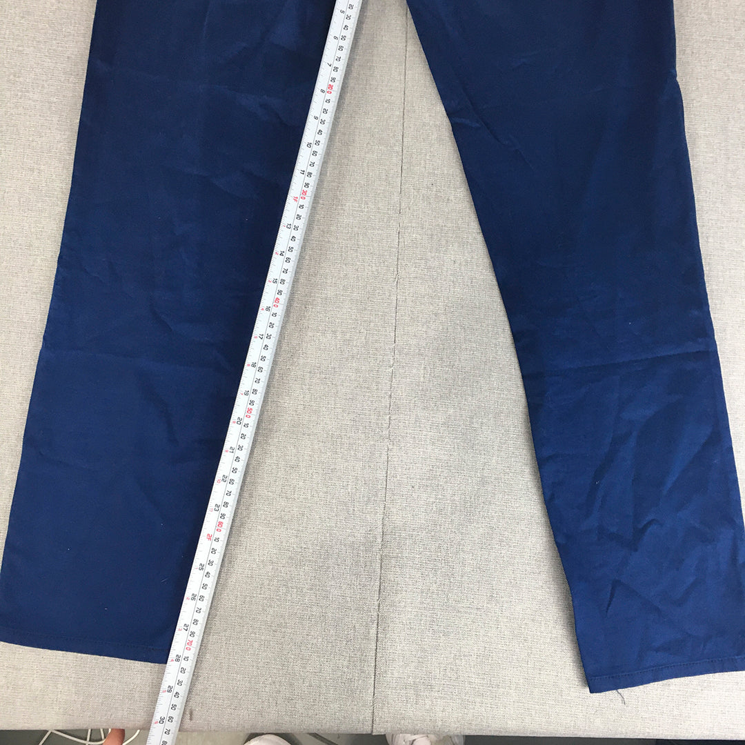 Giordano Mens Chino Pants Size 29 Blue Mid Rise Slim Tapered