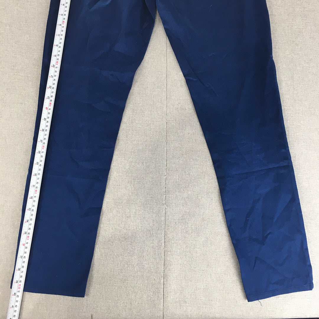 Giordano Mens Chino Pants Size 29 Blue Mid Rise Slim Tapered